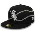 cappellino-piatto-nero-aderente-59fifty-chain-wrap-dei-chicago-white-sox-mlb-di-new-era