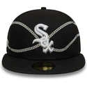 cappello-piatto-nero-aderente-59fifty-chain-wrap-dei-chicago-white-sox-mlb-di-new-era