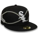 cappellino-piatto-nero-aderente-59fifty-chain-wrap-dei-chicago-white-sox-mlb-di-new-era