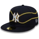 cappello-piatto-blu-marino-regolabile-59fifty-chain-wrap-dei-new-york-yankees-mlb-di-new-era