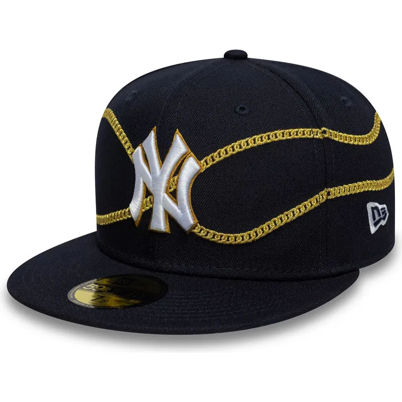 cappello-piatto-blu-marino-regolabile-59fifty-chain-wrap-dei-new-york-yankees-mlb-di-new-era