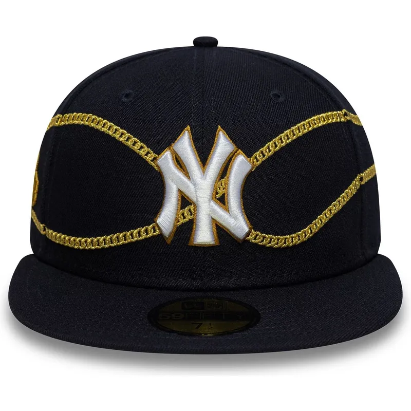 cappello-piatto-blu-marino-chiuso-59fifty-chain-wrap-dei-new-york-yankees-mlb-di-new-era