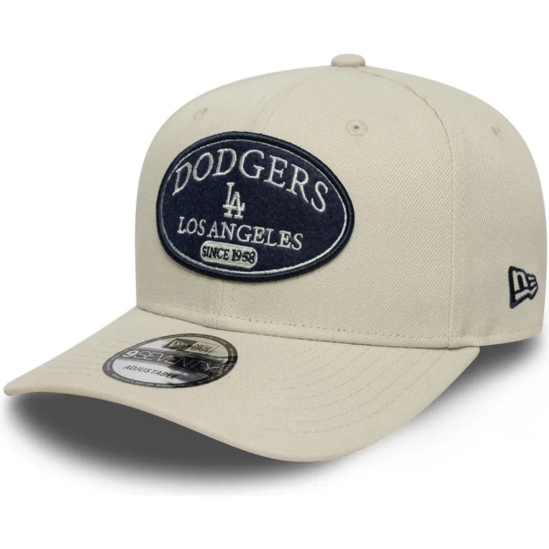 cappellino-curvo-beige-snapback-9seventy-stretch-snap-patch-dei-los-angeles-dodgers-mlb-di-new-era