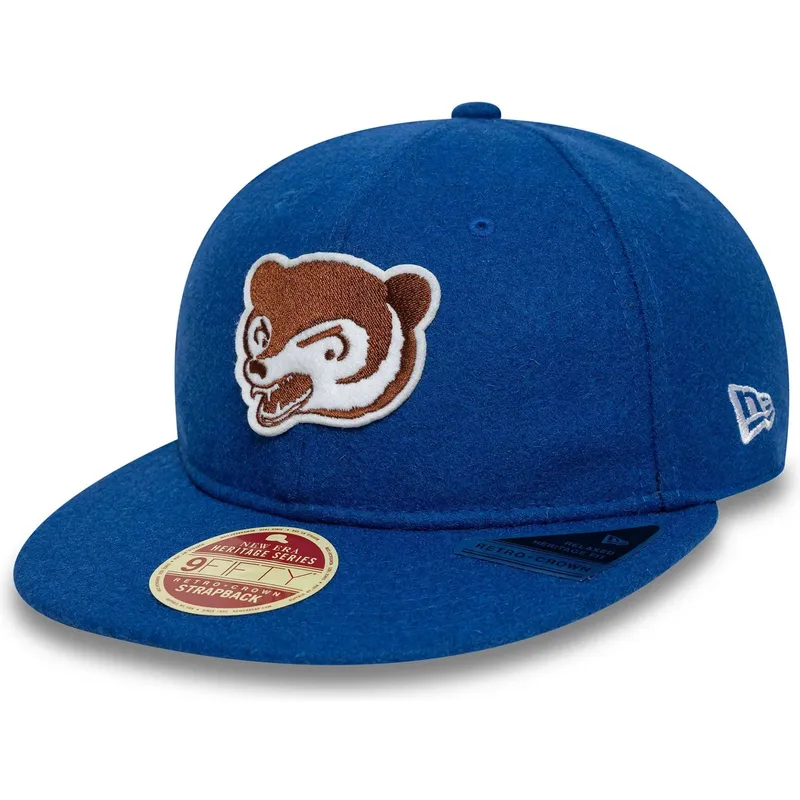 cappello-piatto-blu-regolabile-9fifty-retro-crown-heritage-dei-chicago-cubs-mlb-di-new-era