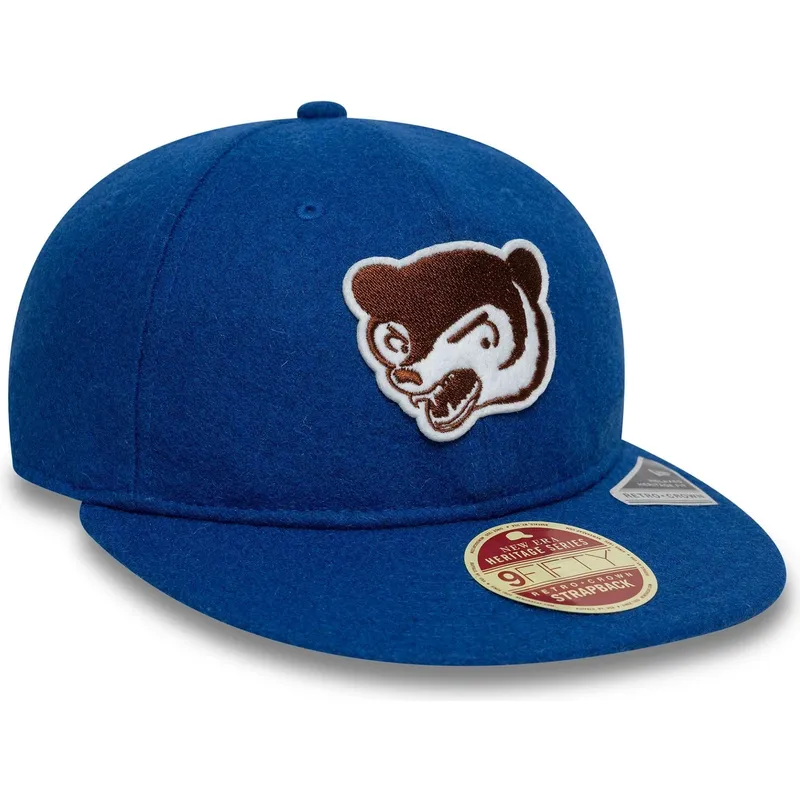 cappello-piatto-blu-regolabile-9fifty-retro-crown-heritage-dei-chicago-cubs-mlb-di-new-era