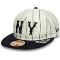 cappello-piatto-beige-e-blu-marino-regolabile-9fifty-retro-crown-heritage-dei-new-york-yankees-mlb-di-new-era
