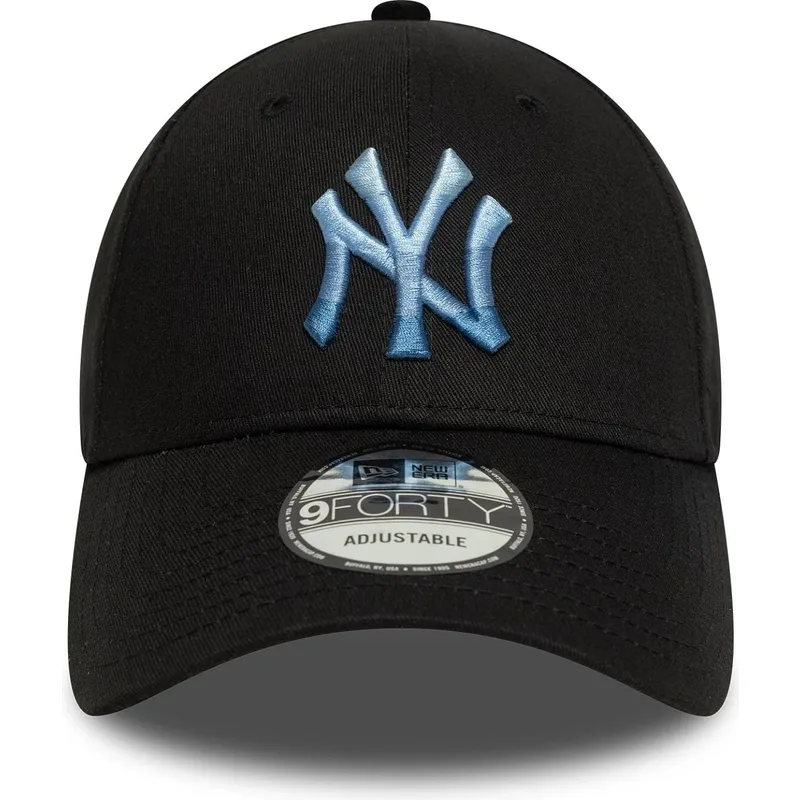 cappellino-curvo-nero-regolabile-con-logo-blu-9forty-ombre-infill-di-new-york-yankees-mlb-di-new-era