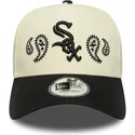 cappellino-snapback-a-frame-beige-e-nero-con-visiera-curva-paisley-dei-chicago-white-sox-mlb-di-new-era