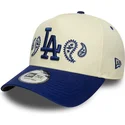 cappellino-con-visiera-curva-beige-e-blu-snapback-a-frame-paisley-dei-los-angeles-dodgers-mlb-di-new-era