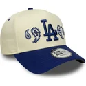 cappellino-con-visiera-curva-beige-e-blu-snapback-a-frame-paisley-dei-los-angeles-dodgers-mlb-di-new-era