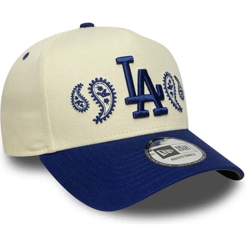 cappellino-curvo-beige-e-blu-snapback-a-frame-paisley-di-los-angeles-dodgers-mlb-di-new-era