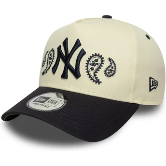 Cappellino curvo beige e blu navy snapback A Frame Paisley dei New York Yankees MLB di New Era