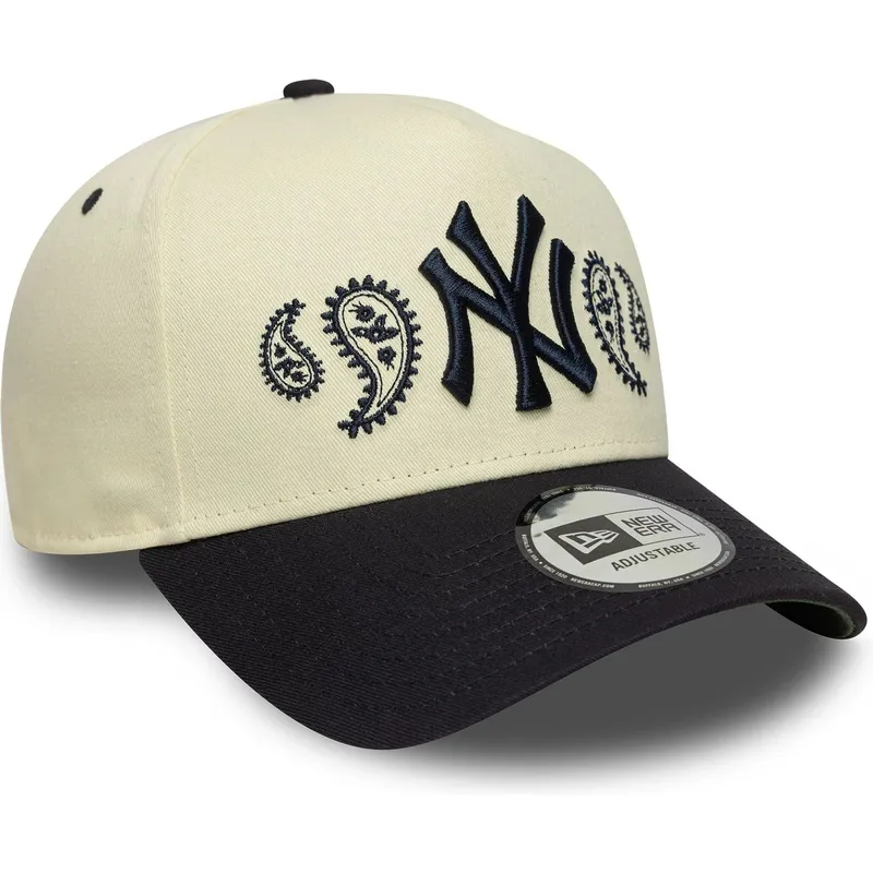 cappellino-curvo-beige-e-blu-marino-snapback-a-frame-paisley-di-new-york-yankees-mlb-di-new-era