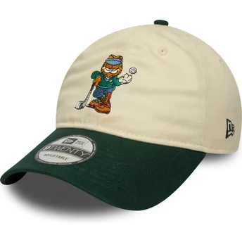 Cappellino curvo beige e verde regolabile 9TWENTY di Garfield di New Era