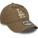 cappellino-curvo-marrone-regolabile-9twenty-houndstooth-dei-los-angeles-dodgers-mlb-di-new-era