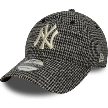 Cappellino nero regolabile con visiera curva 9TWENTY Houndstooth dei New York Yankees MLB di New Era