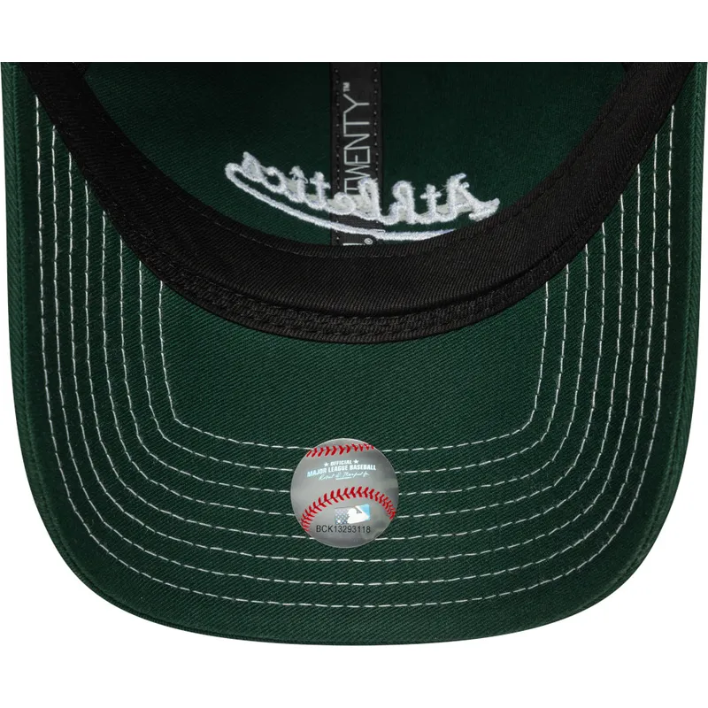 cappellino-curvo-verde-regolabile-9twenty-contrast-stitch-di-oakland-athletics-mlb-di-new-era