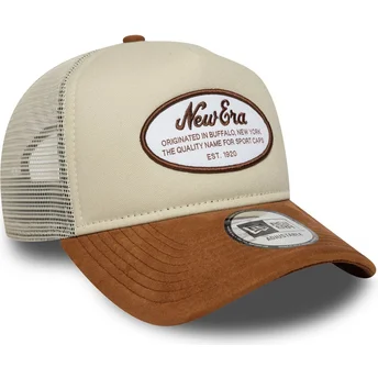 Cappellino trucker marrone A Frame Suede Oval Patch di New Era