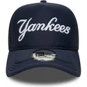cappellino-trucker-blu-navy-a-frame-script-dei-new-york-yankees-mlb-di-new-era