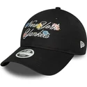 cappellino-curvo-nero-regolabile-da-donna-9forty-floral-script-dei-new-york-yankees-mlb-di-new-era