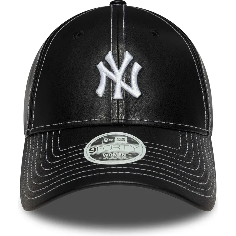 cappellino-curvo-nero-regolabile-da-donna-9forty-topstitch-pu-dei-new-york-yankees-mlb-di-new-era