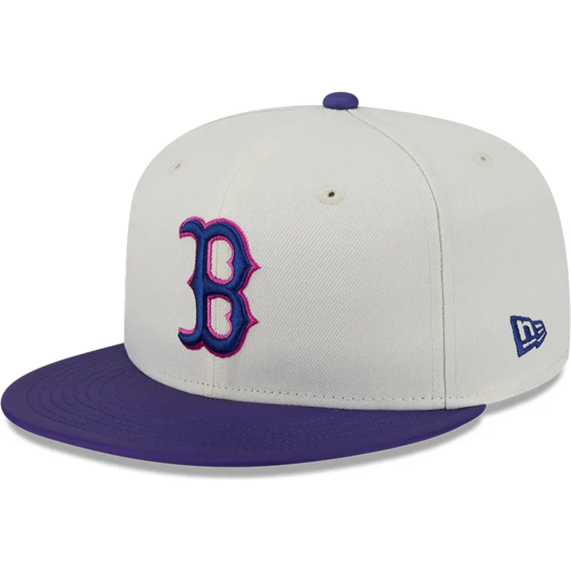 Cappello piatto beige e viola aderente 59FIFTY CLR DVLP dei Boston