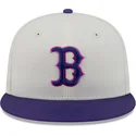cappello-piatto-beige-e-viola-aderente-59fifty-clr-dvlp-di-boston-red-sox-mlb-di-new-era