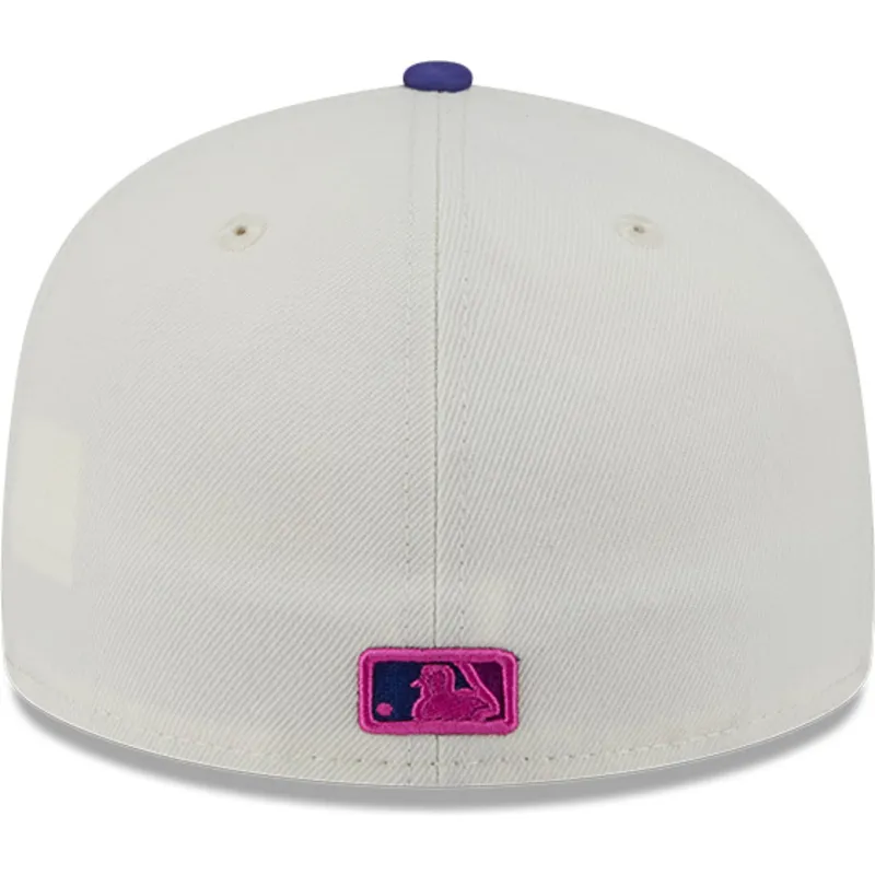 cappello-piatto-beige-e-viola-aderente-59fifty-clr-dvlp-di-boston-red-sox-mlb-di-new-era