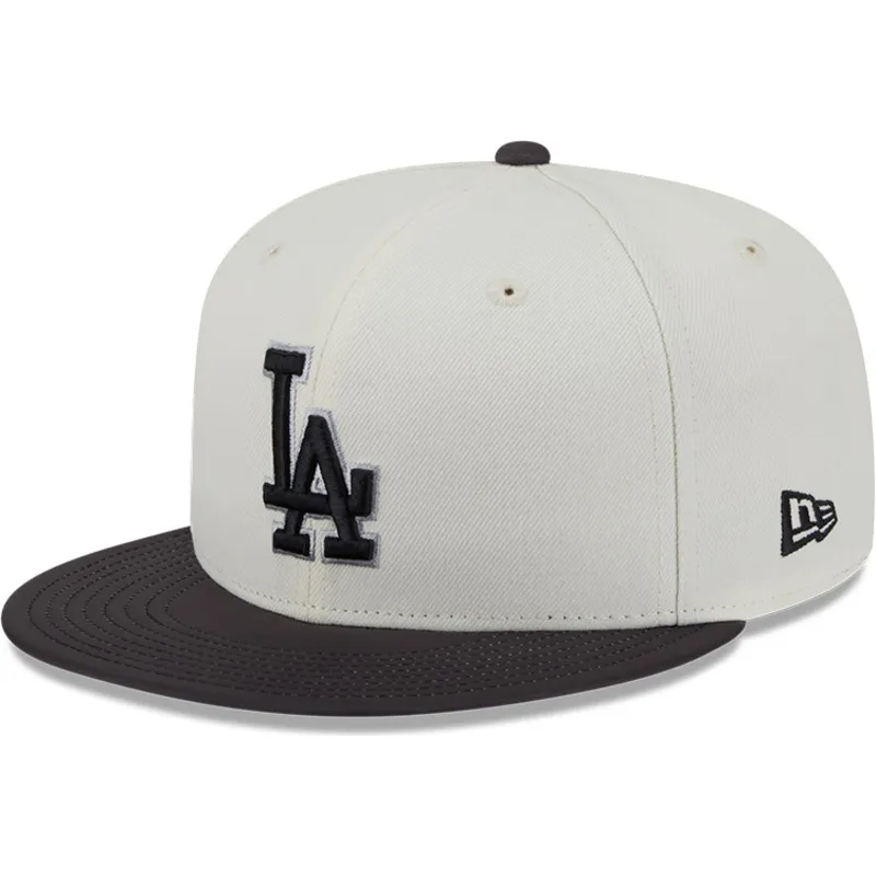 cappello-piatto-beige-e-nero-regolabile-59fifty-clr-dvlp-dei-los-angeles-dodgers-mlb-di-new-era