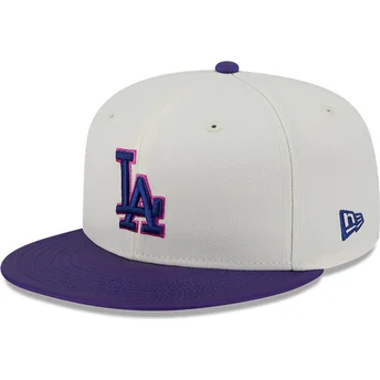 Cappello piatto beige e viola aderente 59FIFTY CLR DVLP dei Los Angeles Dodgers MLB di New Era