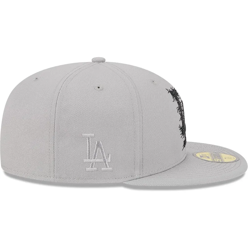 cappello-piatto-grigio-chiuso-59fifty-cracked-dei-los-angeles-dodgers-mlb-di-new-era