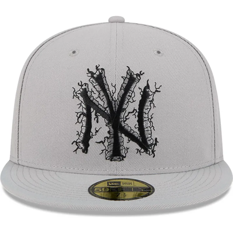 cappello-piatto-grigio-aderente-59fifty-cracked-dei-new-york-yankees-mlb-di-new-era