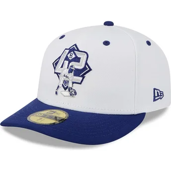 Cappellino curvo bianco e blu regolato 59FIFTY Player Jackie Robinson dei Brooklyn Dodgers MLB di New Era