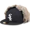cappello-piatto-nero-aderente-59fifty-winter-dog-ear-dei-chicago-white-sox-mlb-di-new-era