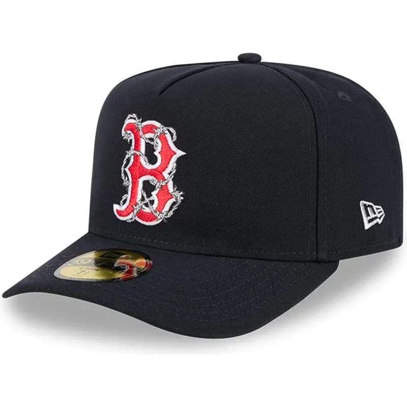 cappellino-curvo-blu-navy-chiuso-59fifty-a-frame-wired-di-boston-red-sox-mlb-di-new-era