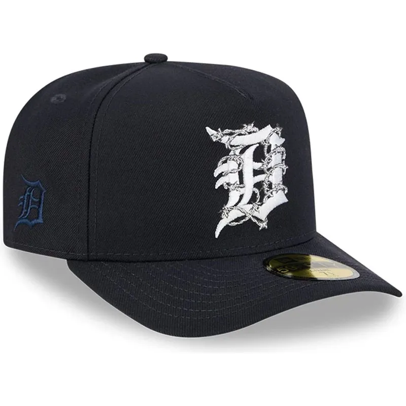 cappellino-curvo-blu-marino-chiuso-59fifty-a-frame-wired-di-detroit-tigers-mlb-di-new-era