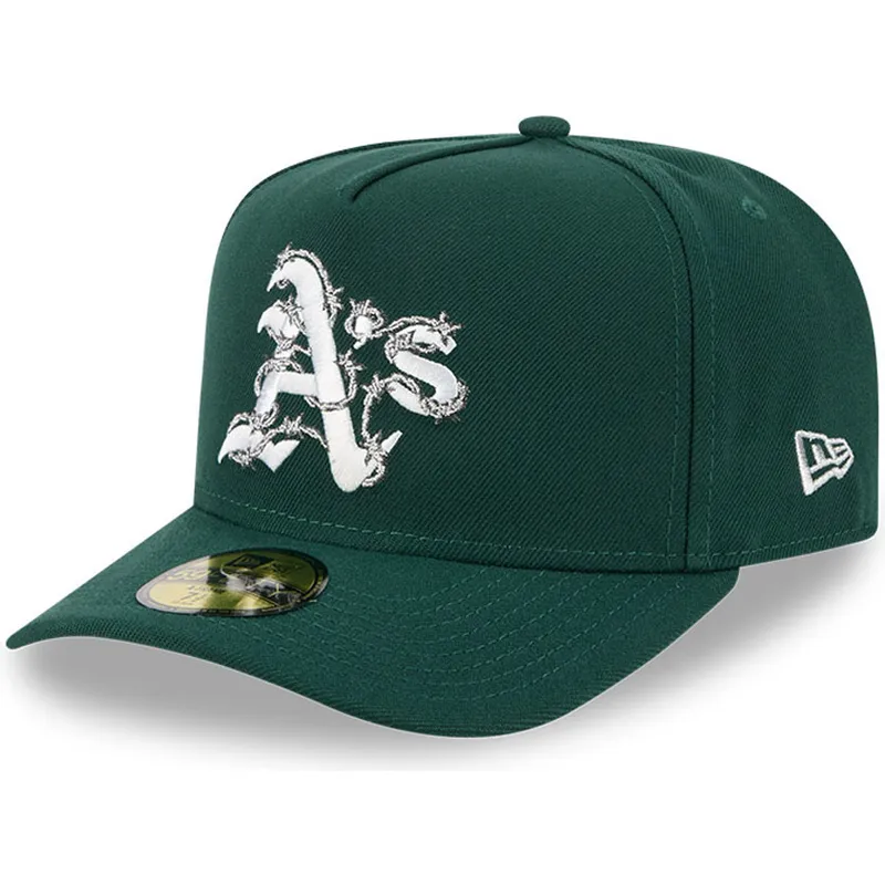 cappellino-curvo-verde-chiuso-59fifty-a-frame-wired-di-oakland-athletics-mlb-di-new-era