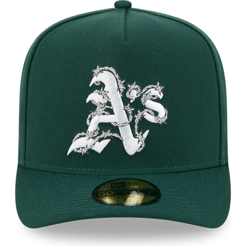 cappellino-curvo-verde-chiuso-59fifty-a-frame-wired-di-oakland-athletics-mlb-di-new-era