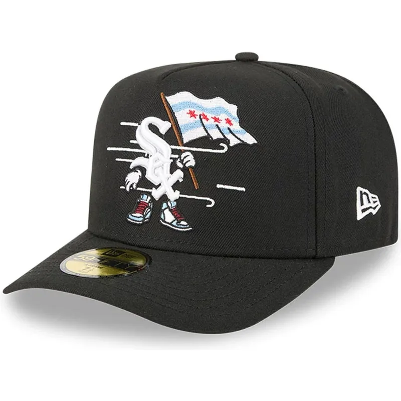cappellino-curvo-nero-chiuso-59fifty-a-frame-cartoon-dei-chicago-white-sox-mlb-di-new-era