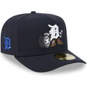 cappellino-curvo-blu-marino-chiuso-59fifty-a-frame-cartoon-di-detroit-tigers-mlb-di-new-era