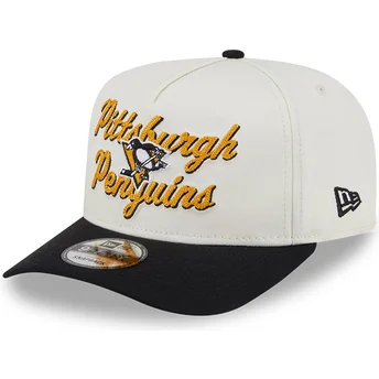 Cappellino snapback beige e nero con visiera curva 9FIFTY A Frame Chainstitch dei Pittsburgh Penguins NHL di New Era