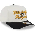 cappellino-curvo-beige-e-nero-snapback-9fifty-a-frame-chainstitch-dei-pittsburgh-penguins-nhl-di-new-era