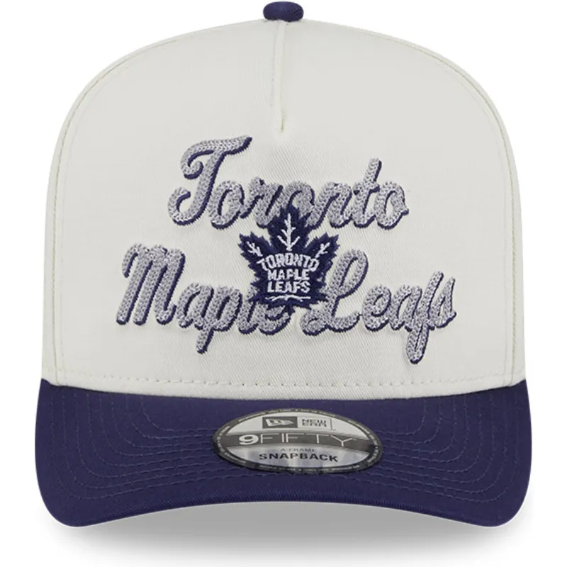 cappellino-curvo-beige-e-viola-snapback-9fifty-a-frame-chainstitch-di-toronto-maple-leafs-nhl-di-new-era