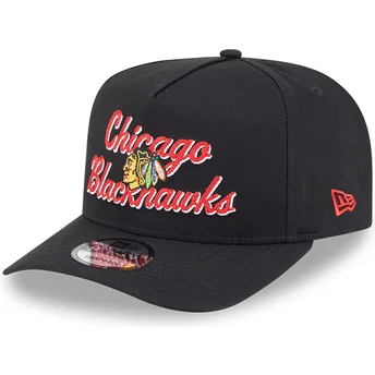 Berretto nero snapback 9FIFTY A Frame Chainstitch dei Chicago Blackhawks NHL di New Era