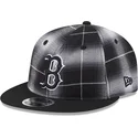 cappello-piatto-nero-snapback-9fifty-retro-crown-plaid-dei-boston-red-sox-mlb-di-new-era