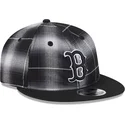 cappello-piatto-nero-snapback-9fifty-retro-crown-plaid-dei-boston-red-sox-mlb-di-new-era