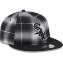 cappello-piatto-nero-snapback-9fifty-retro-crown-plaid-di-chicago-white-sox-mlb-di-new-era
