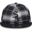 cappellino-piatto-nero-snapback-9fifty-retro-crown-plaid-dei-chicago-white-sox-mlb-di-new-era