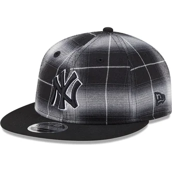 Cappellino piatto nero snapback 9FIFTY Retro Crown Plaid dei New York Yankees MLB di New Era