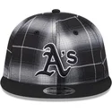 cappello-piatto-nero-snapback-9fifty-retro-crown-plaid-di-oakland-athletics-mlb-di-new-era